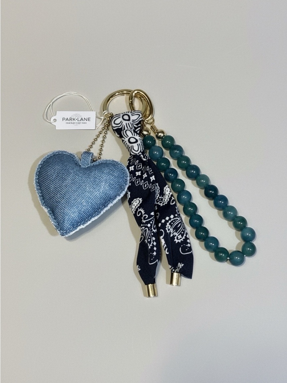 Park Lane Denim Blue Heart & Teal "Betty" Purse Charm - NIB